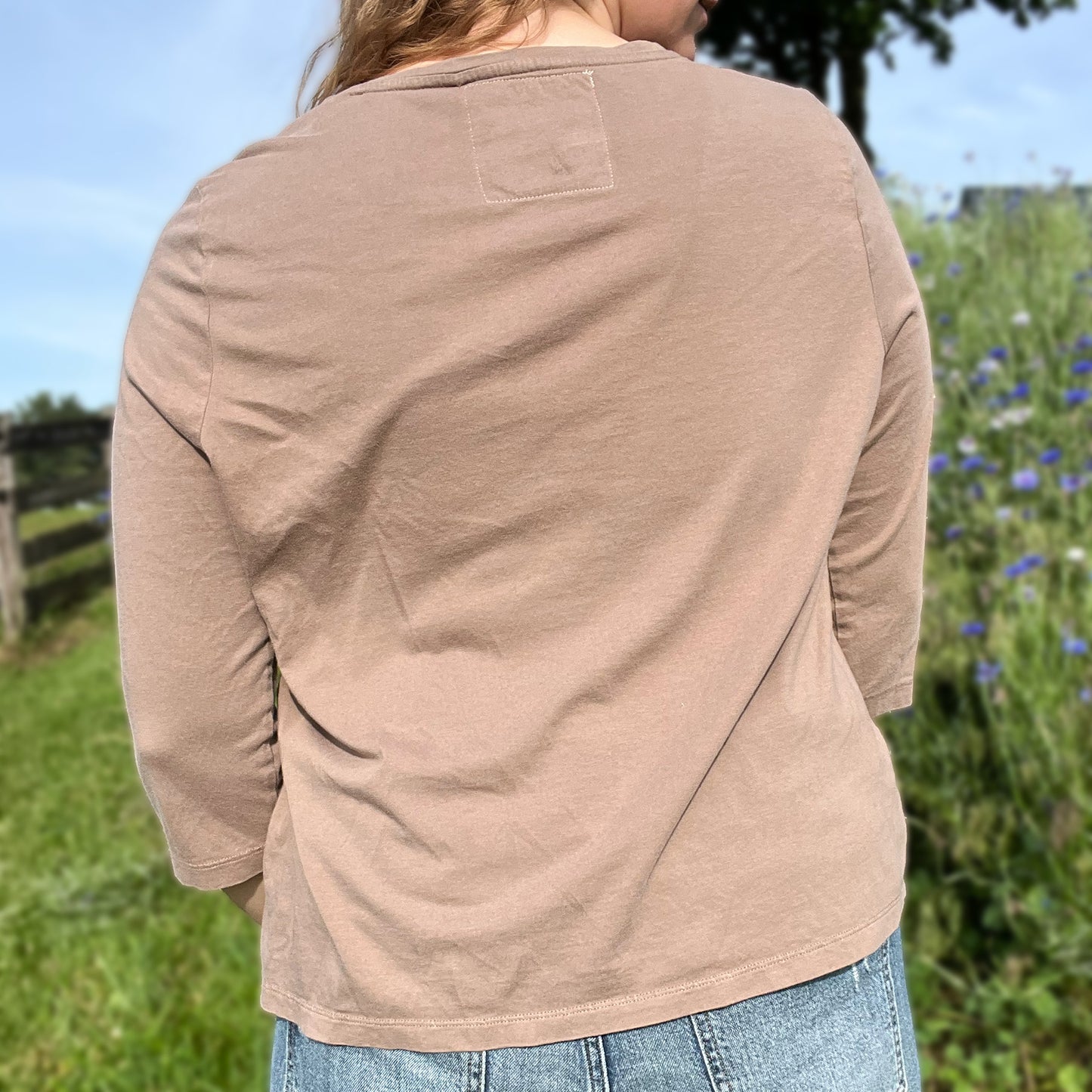 Seek Hope | August Birth Flower | Brown 3/4 Sleeve Shirt | Large