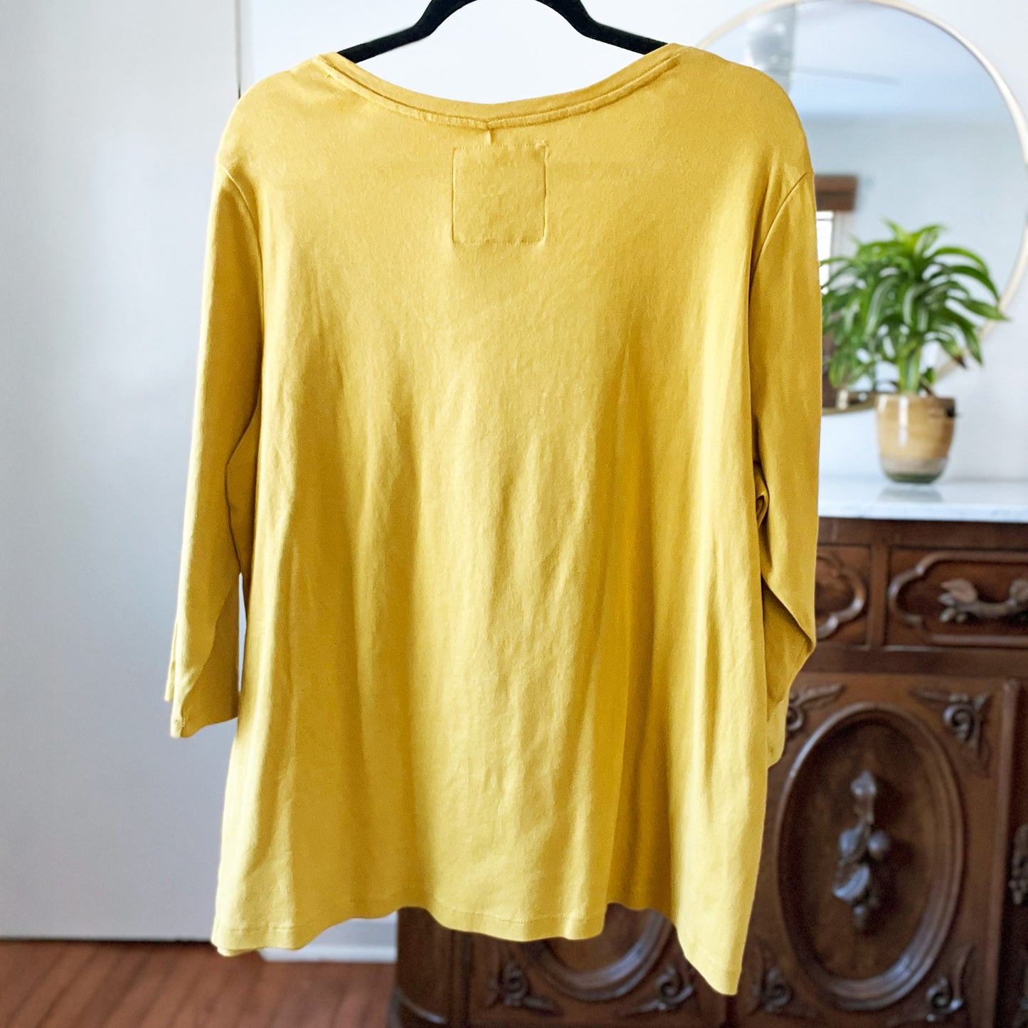 Shop Local | Mustard Yellow 3/4 Sleeve Shirt | 2X