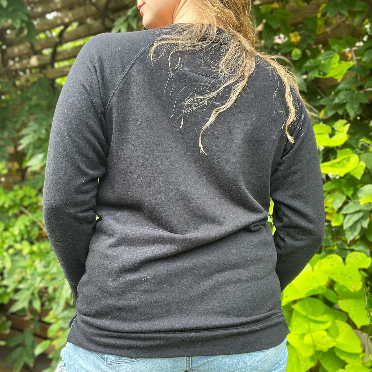 Peace, Love & Berries | Holly | December Birth Flower | Black Sweatshirt | Small