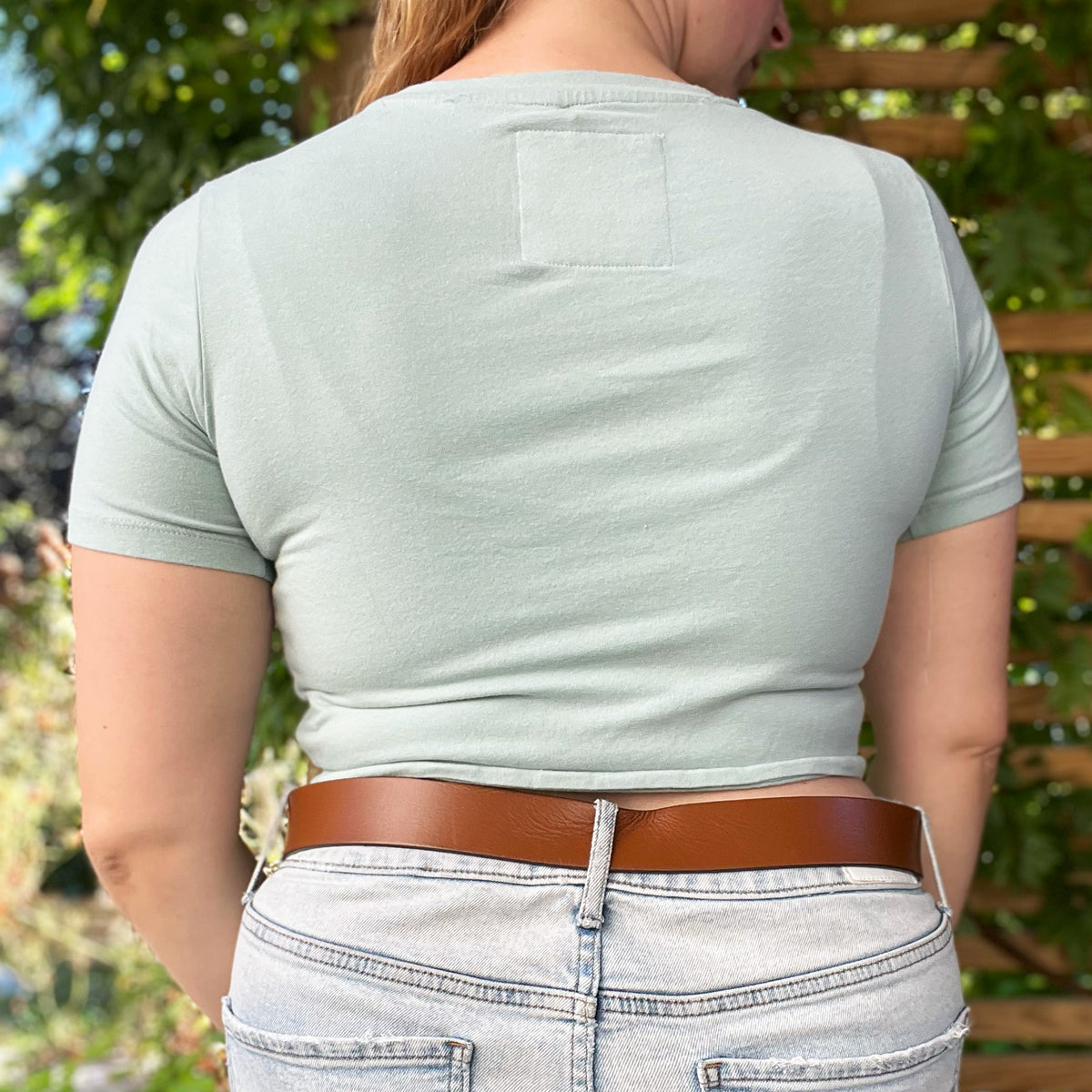 Stay Feral | Opossum | Light Blue Crop Top | Medium