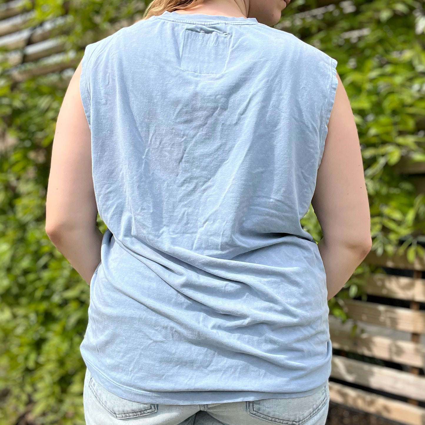Stronger Together | June Birth Flower | Blue Tank Top | Large