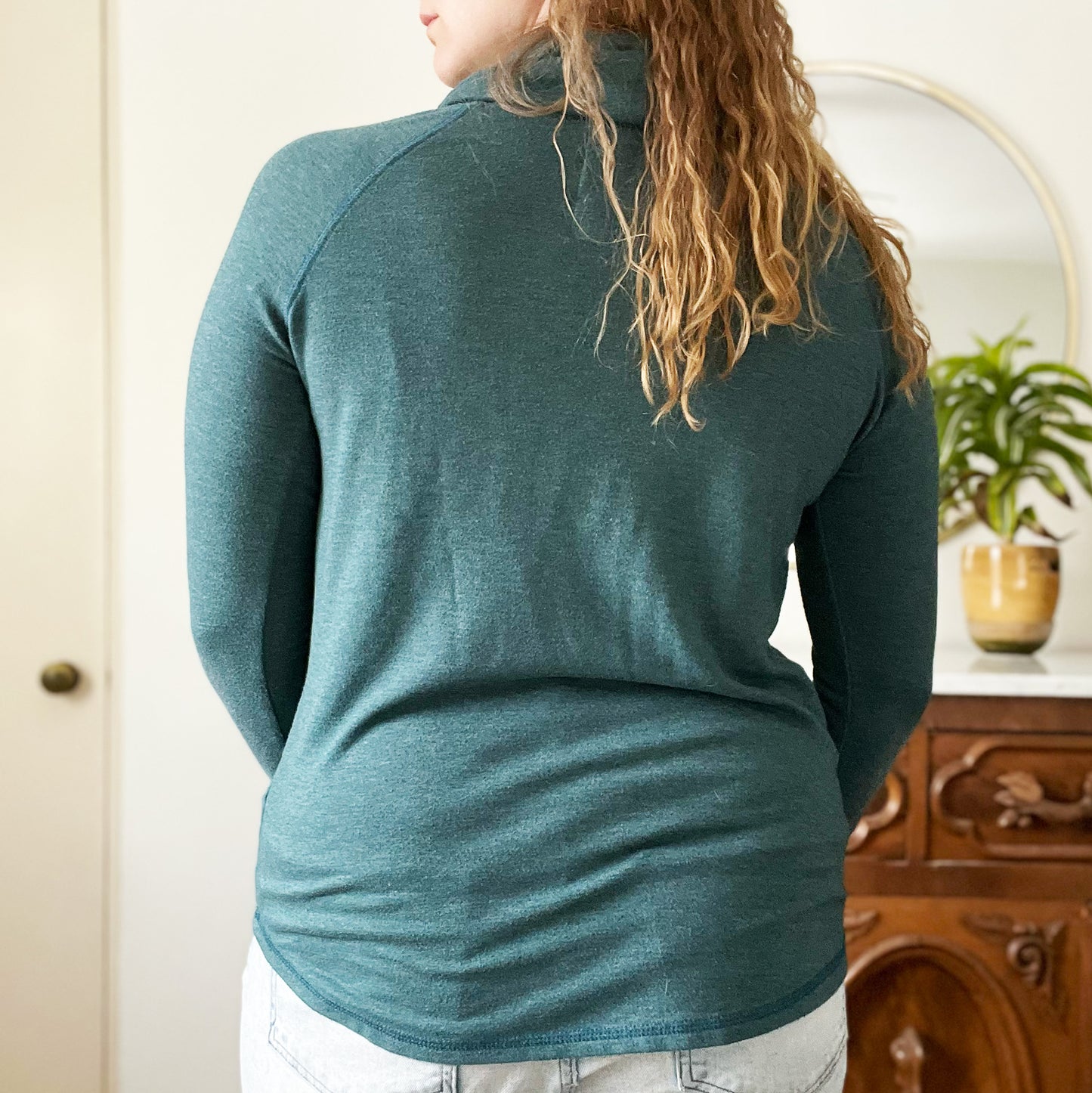 Koi Fish | Nevertheless We Persisted | Dark Teal Cowl Neck Long Sleeve | Medium