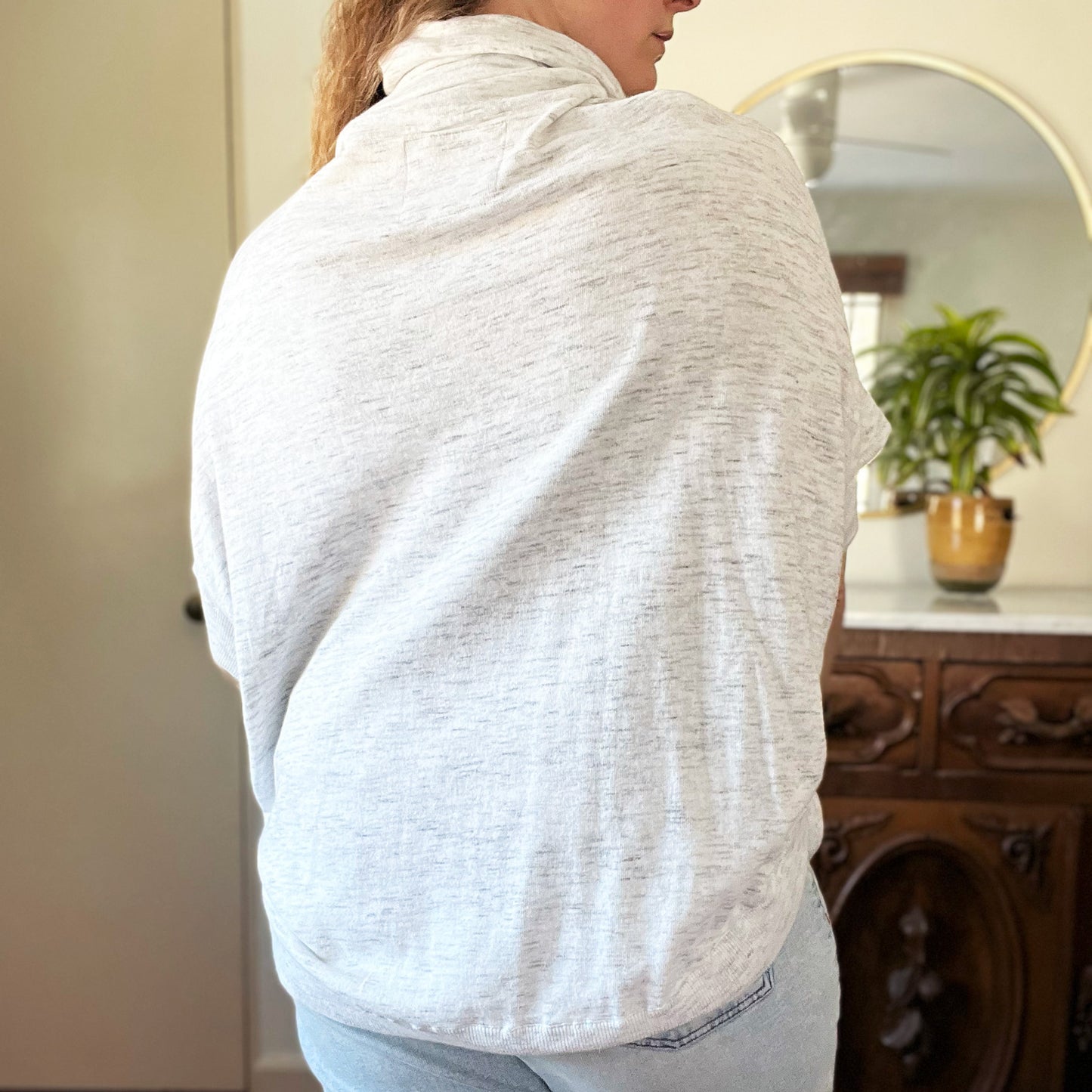 Shop Local | Gray Heather Cowl Neck Oversized Shirt | Medium