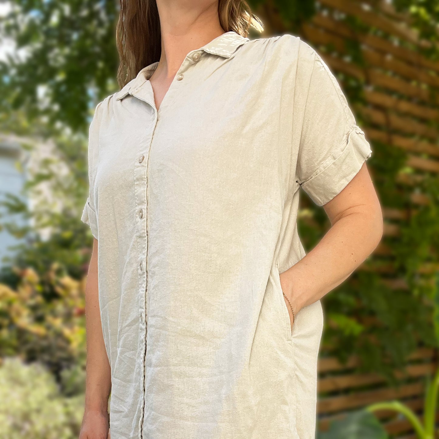 September Birth Flower | Morning Glory | Cream Linen Dress | Large