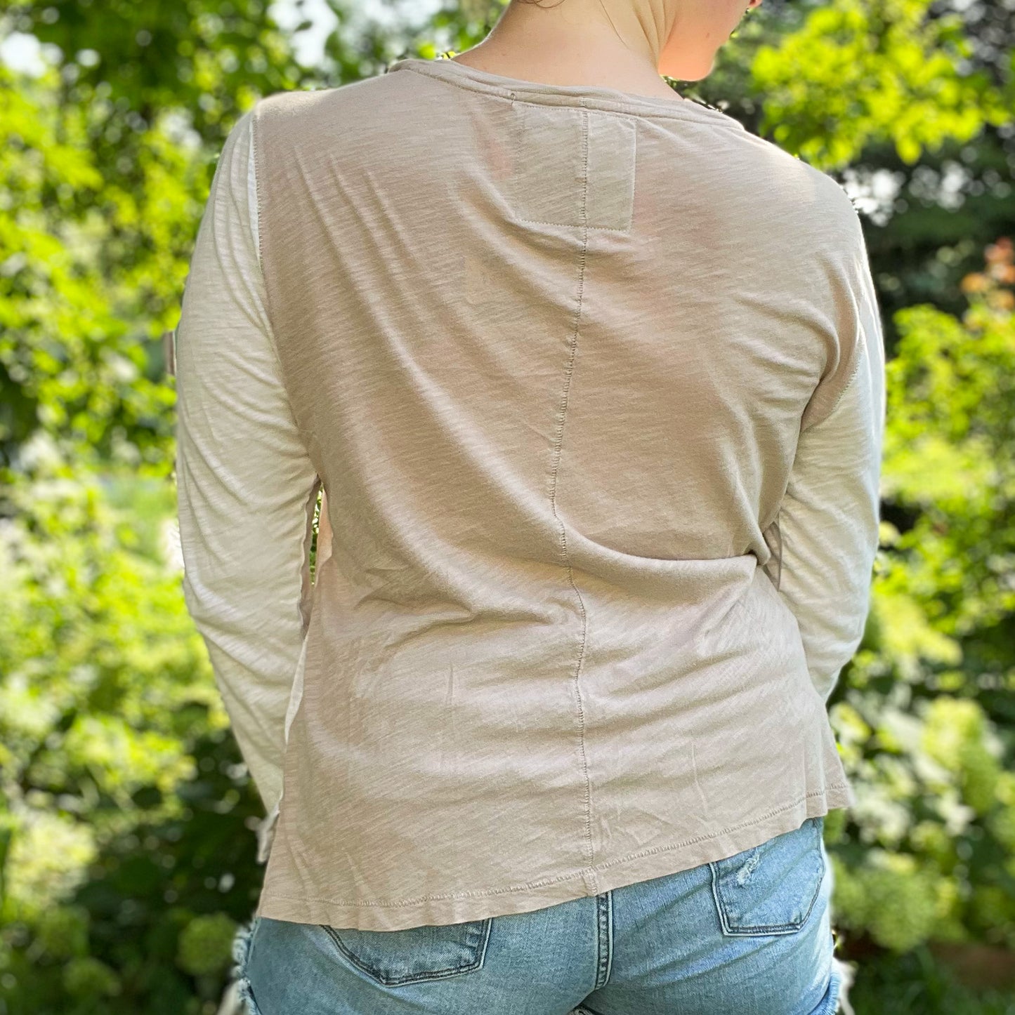 One Day at a Time | July Birth Flower | Cream / Tan Long Sleeve | Large