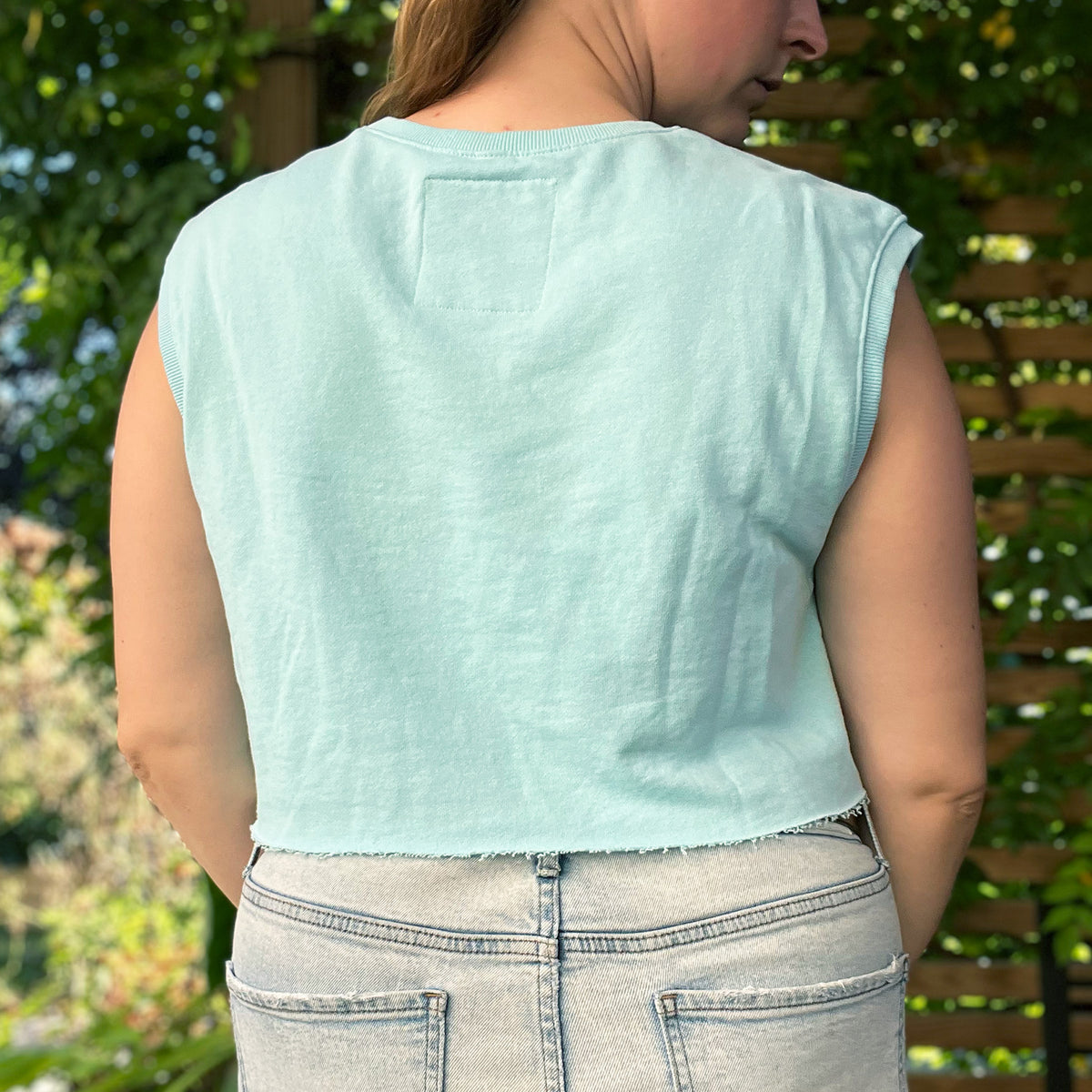 Stay Feral | Opossum | Light Blue Cropped Tank Top | Medium