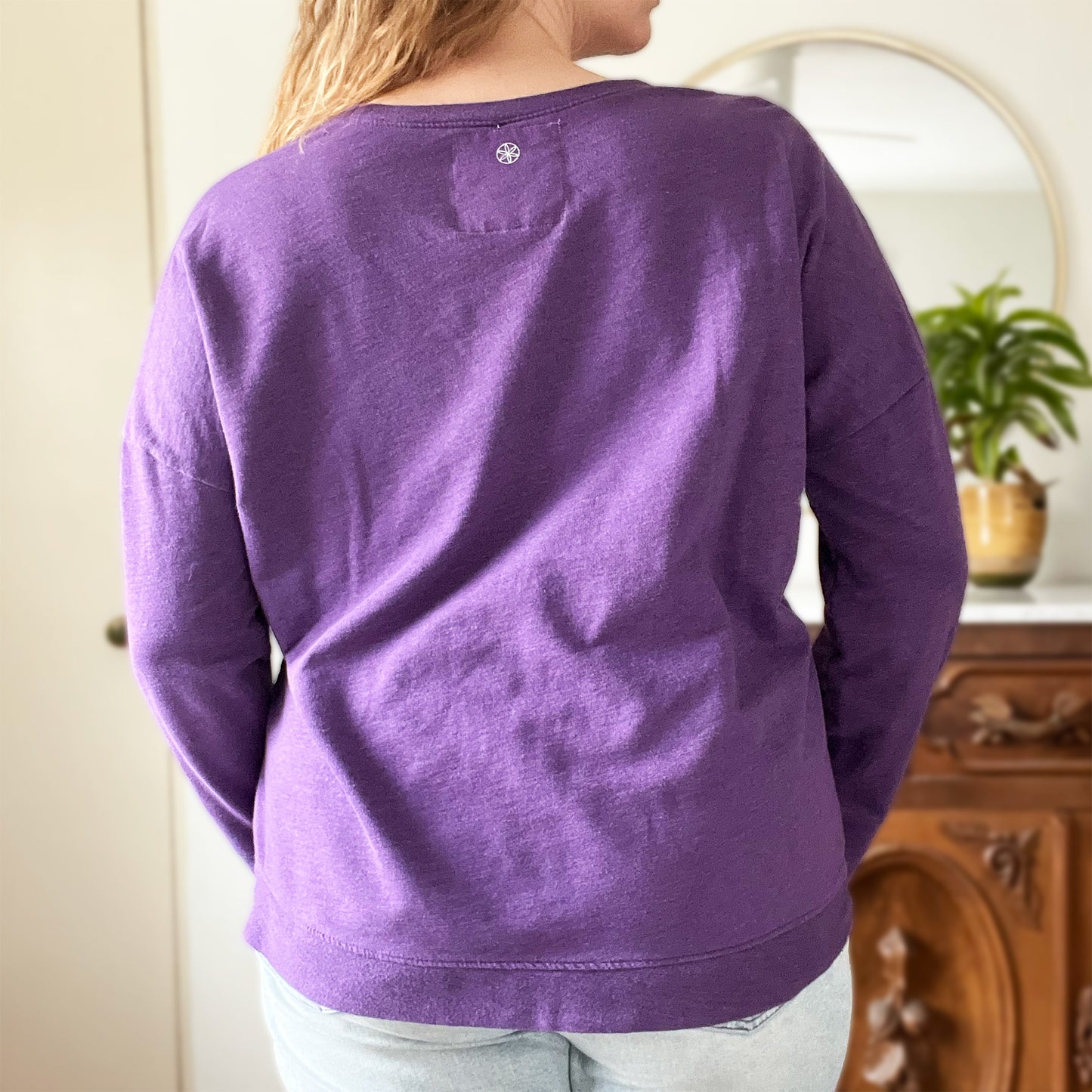 October Birth Flower | Marigold | Purple Long Sleeve | XL