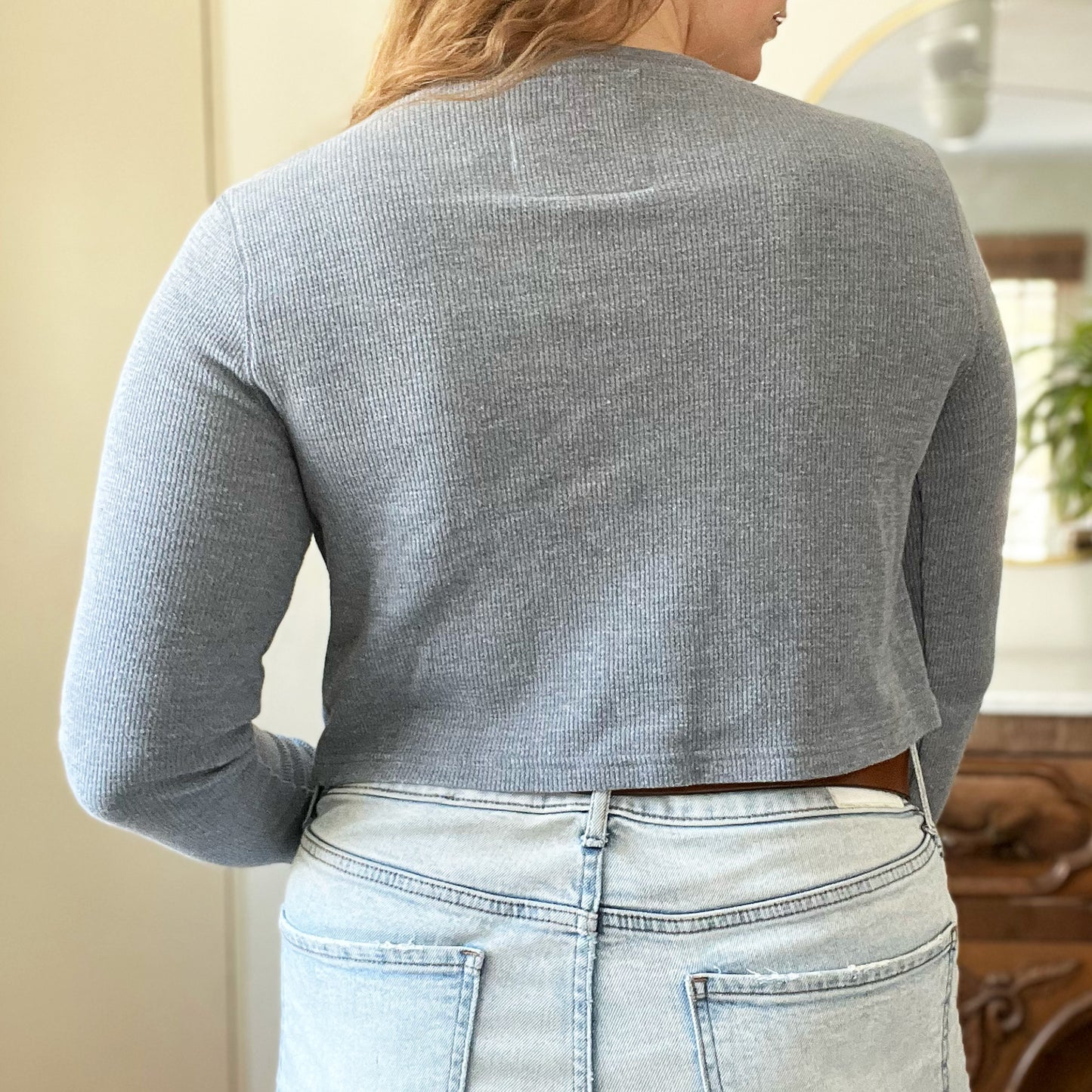 Home Sweet Indiana | Gray Long Sleeve Crop Top | Small