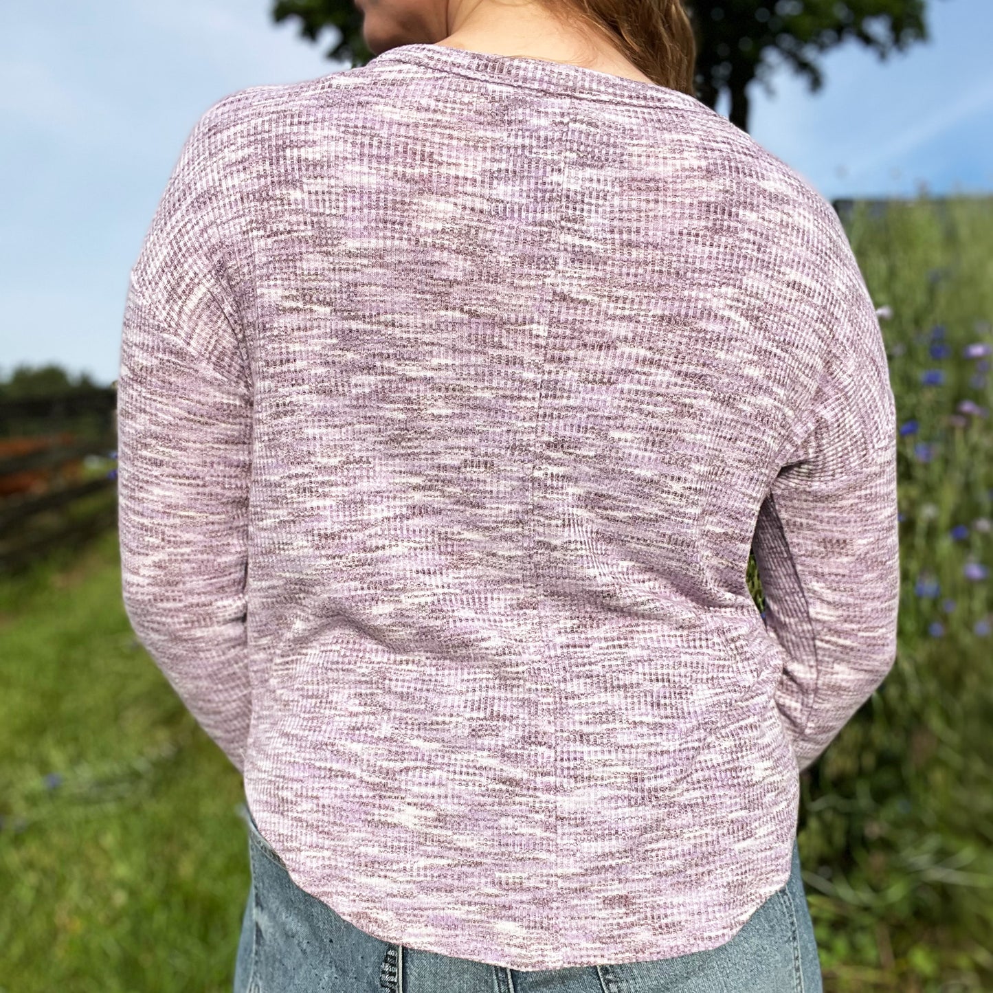 November Birth Flower | Chrysanthemum | Heather Purple Long Sleeve | Small