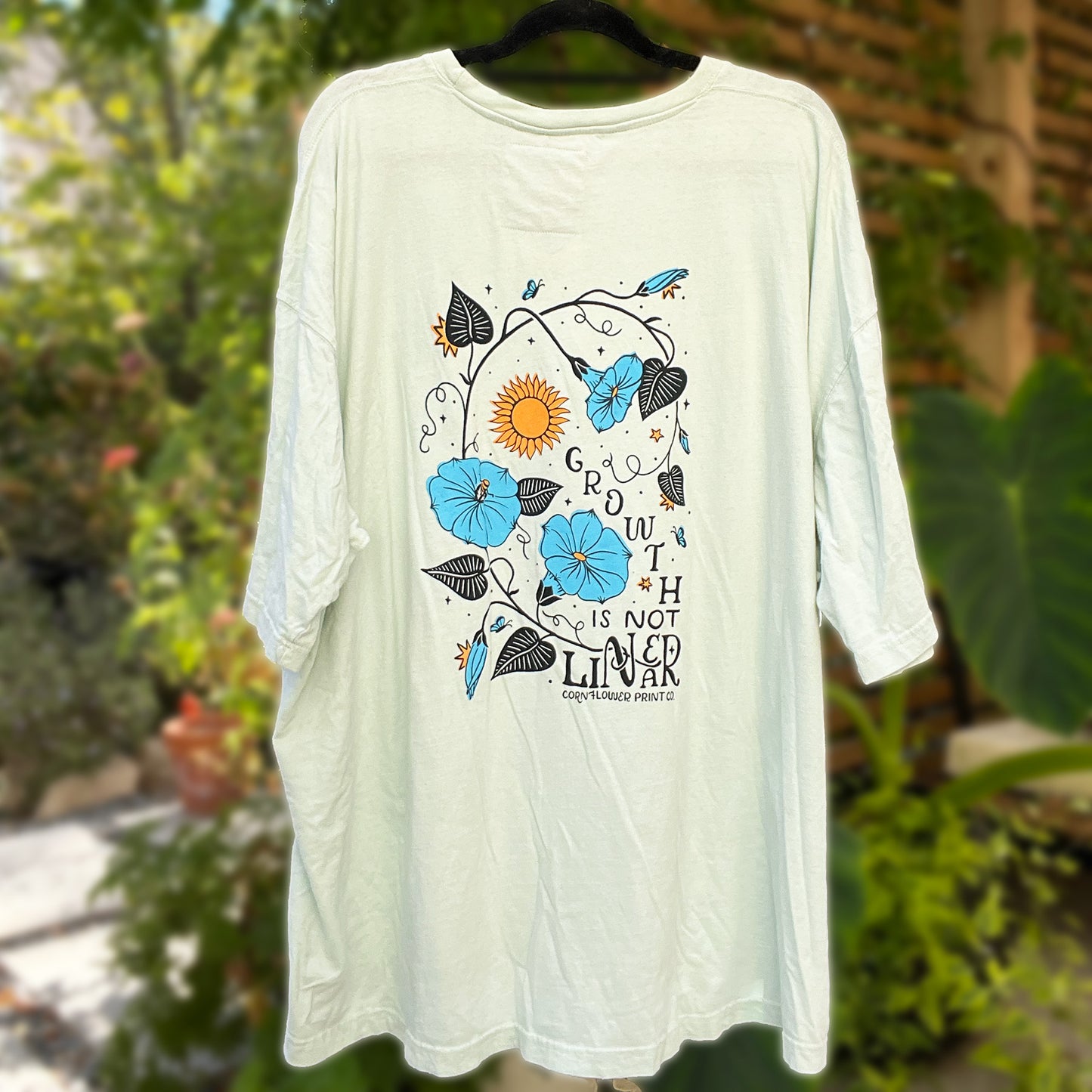 September Birth Flower | Morning Glory | Light Blue Tee | 5X