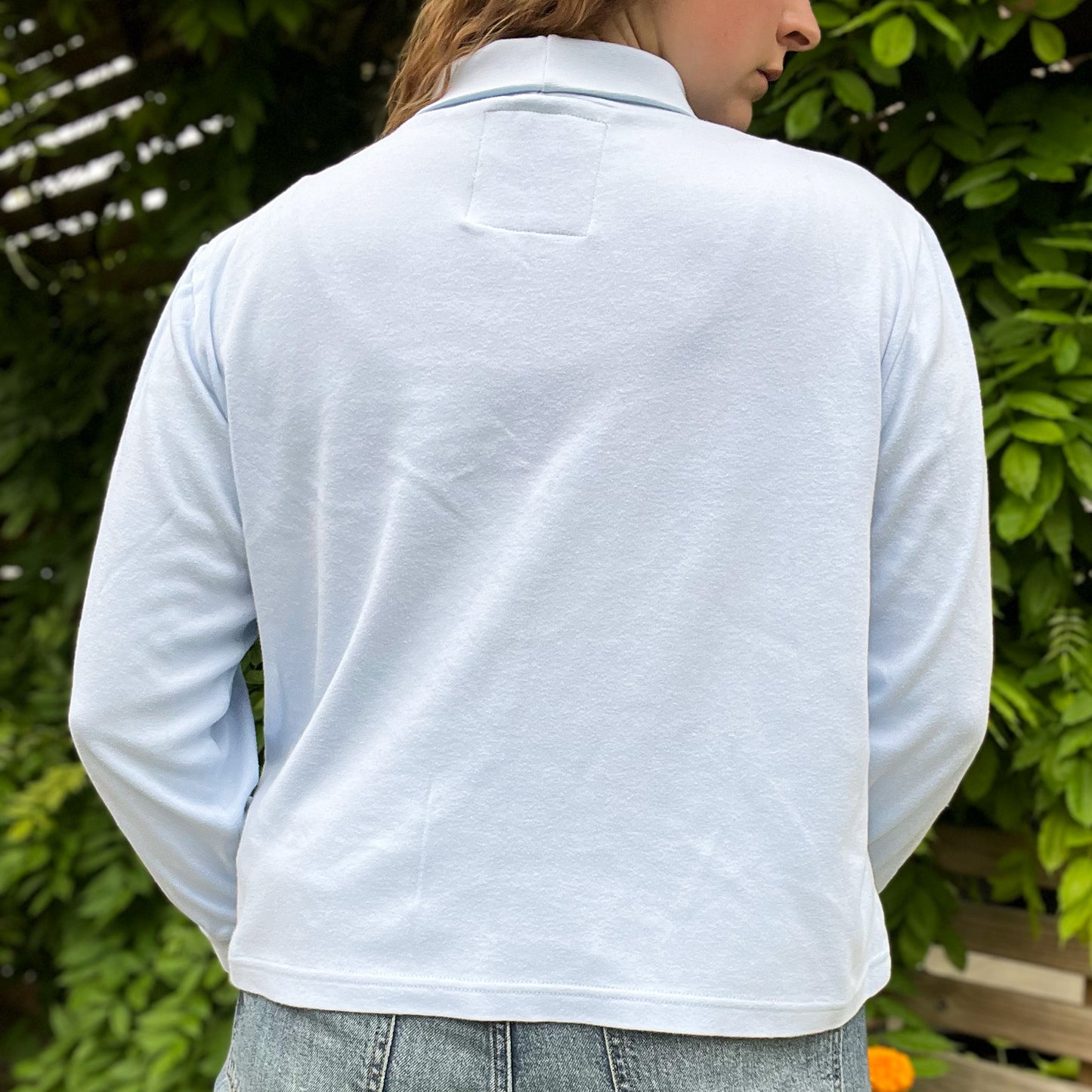 One Day at a Time | July Birth Flower | Light Blue Long Sleeve Shirt | Large