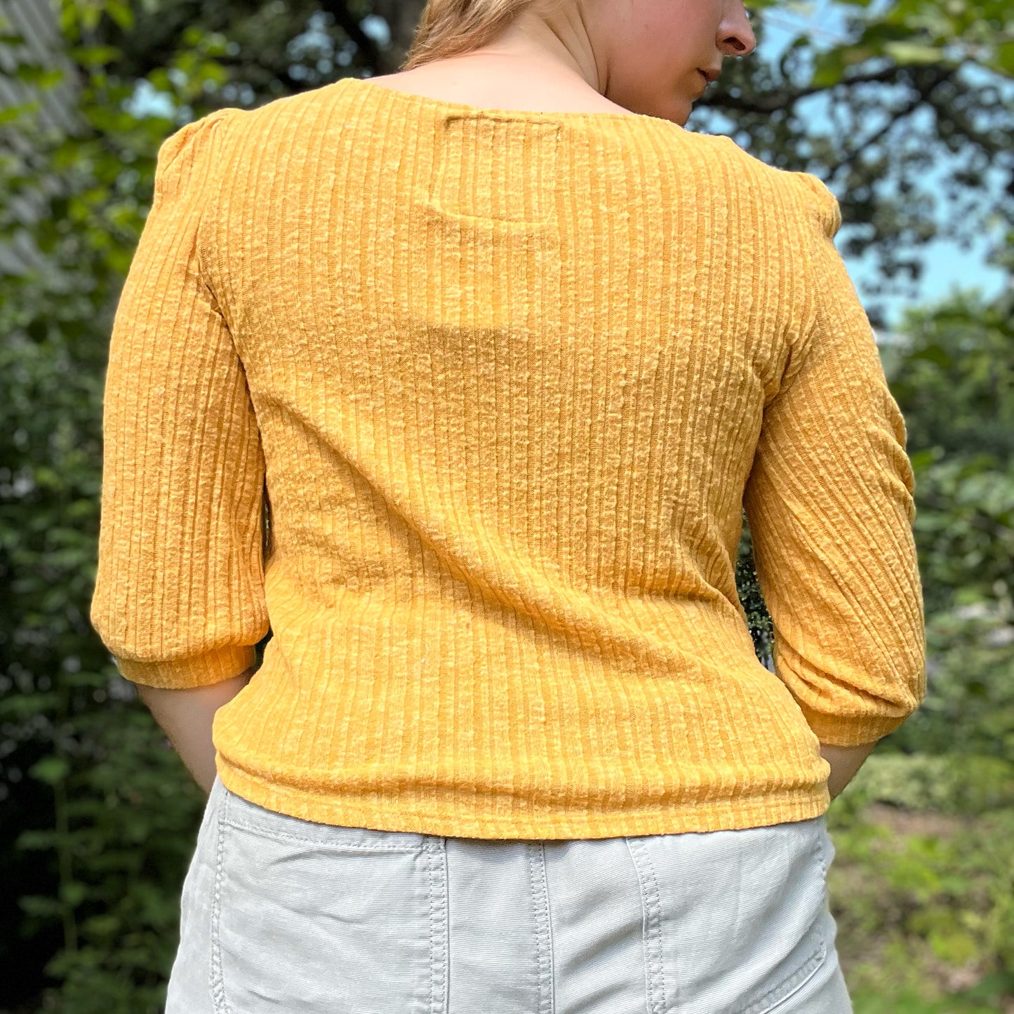 Stay Feral | Opossum | Mustard Yellow 3/4 Sleeve Shirt | Medium
