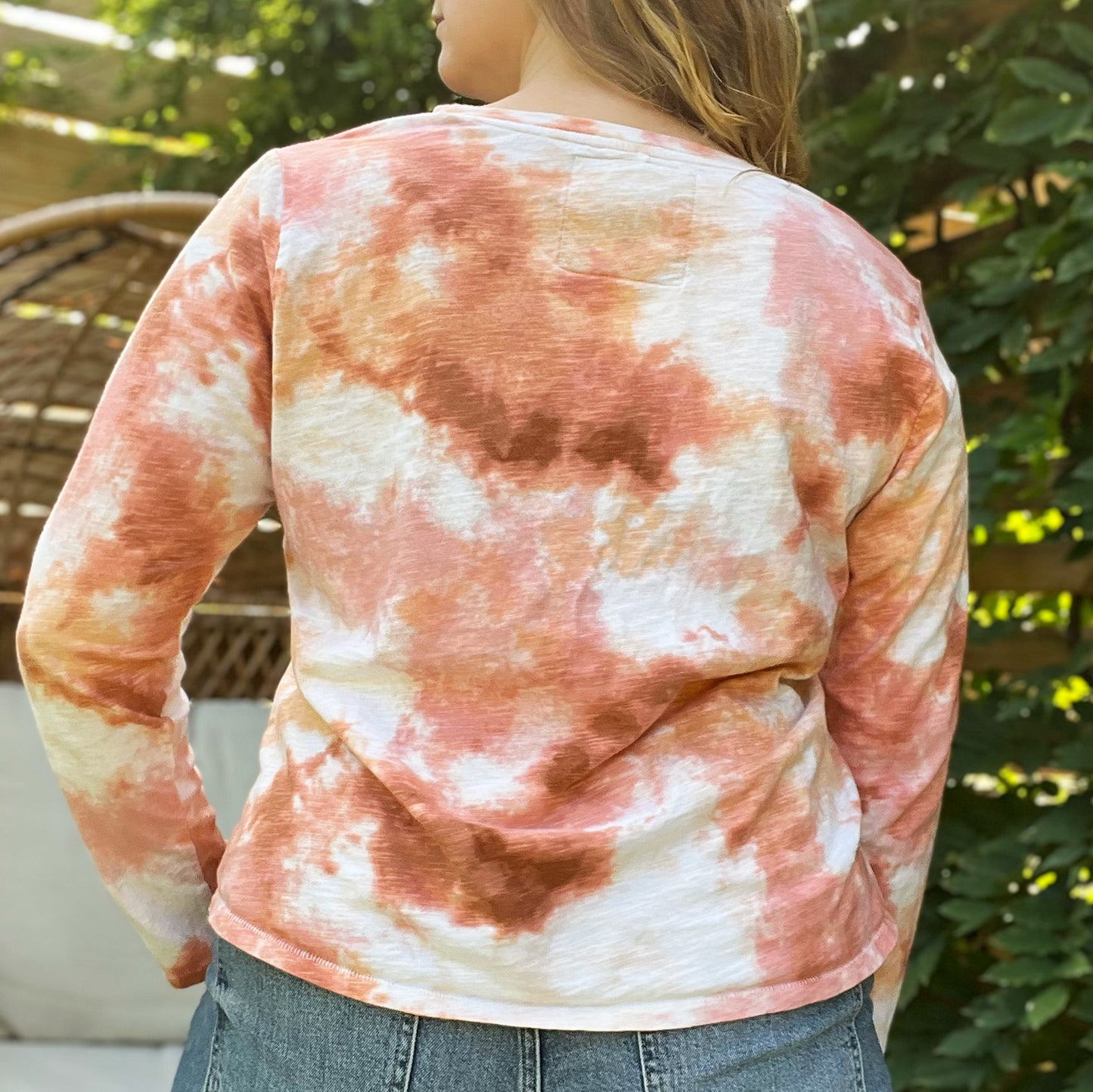 Self Care Cat | Pink / Red / Orange Tiedye Long Sleeve | Large