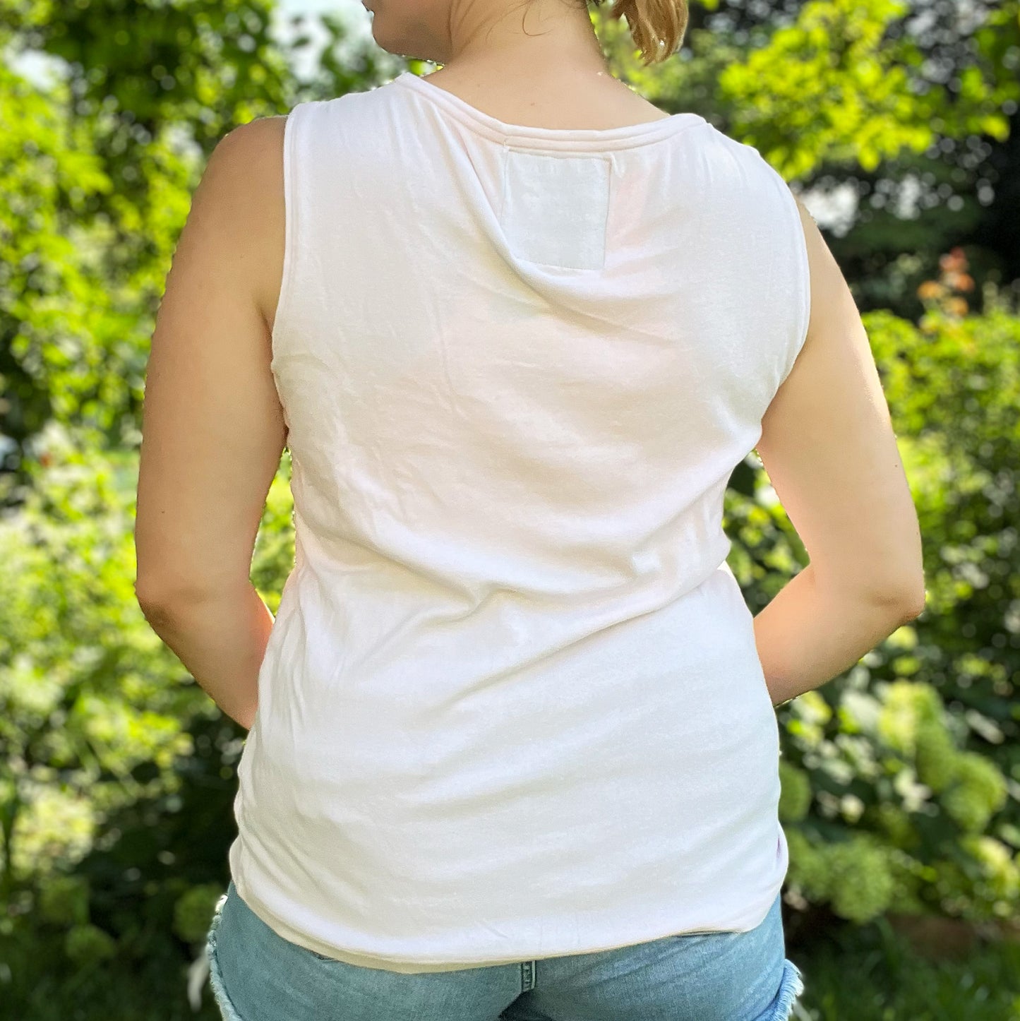 One Day at a Time | July Birth Flower | Light Pink Tank Top | XL