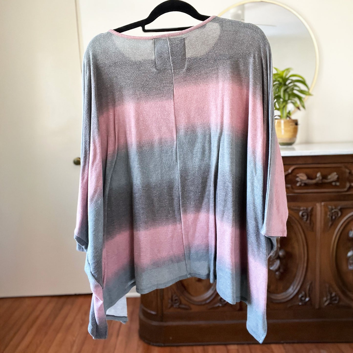 Shop Local | Pink / Gray Striped Ombre Raglan Shirt | 3X