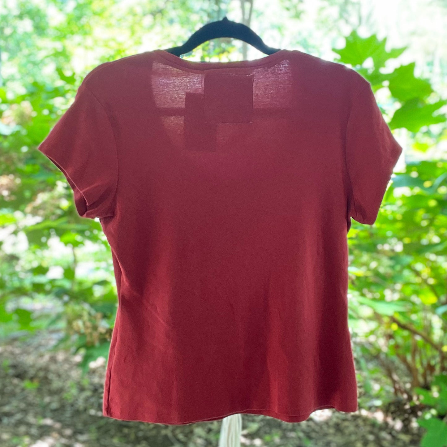 Stronger Together | June Birth Flower | Red V-Neck Shirt | Medium