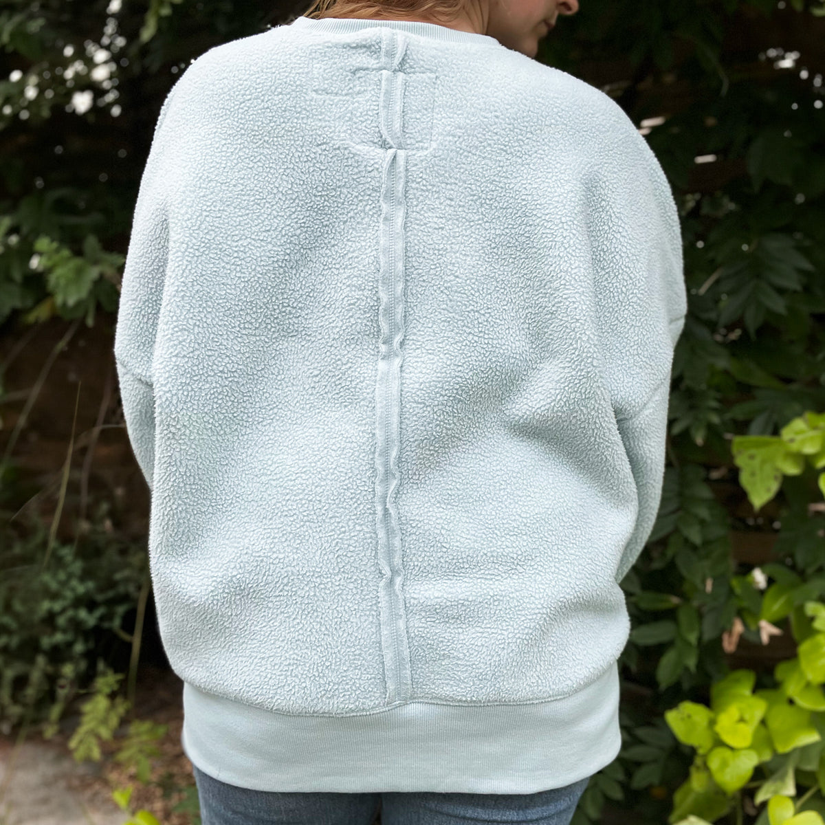 November Birth Flower | Chrysanthemum | Light Blue Cozy Fleece Sweatshirt | Medium