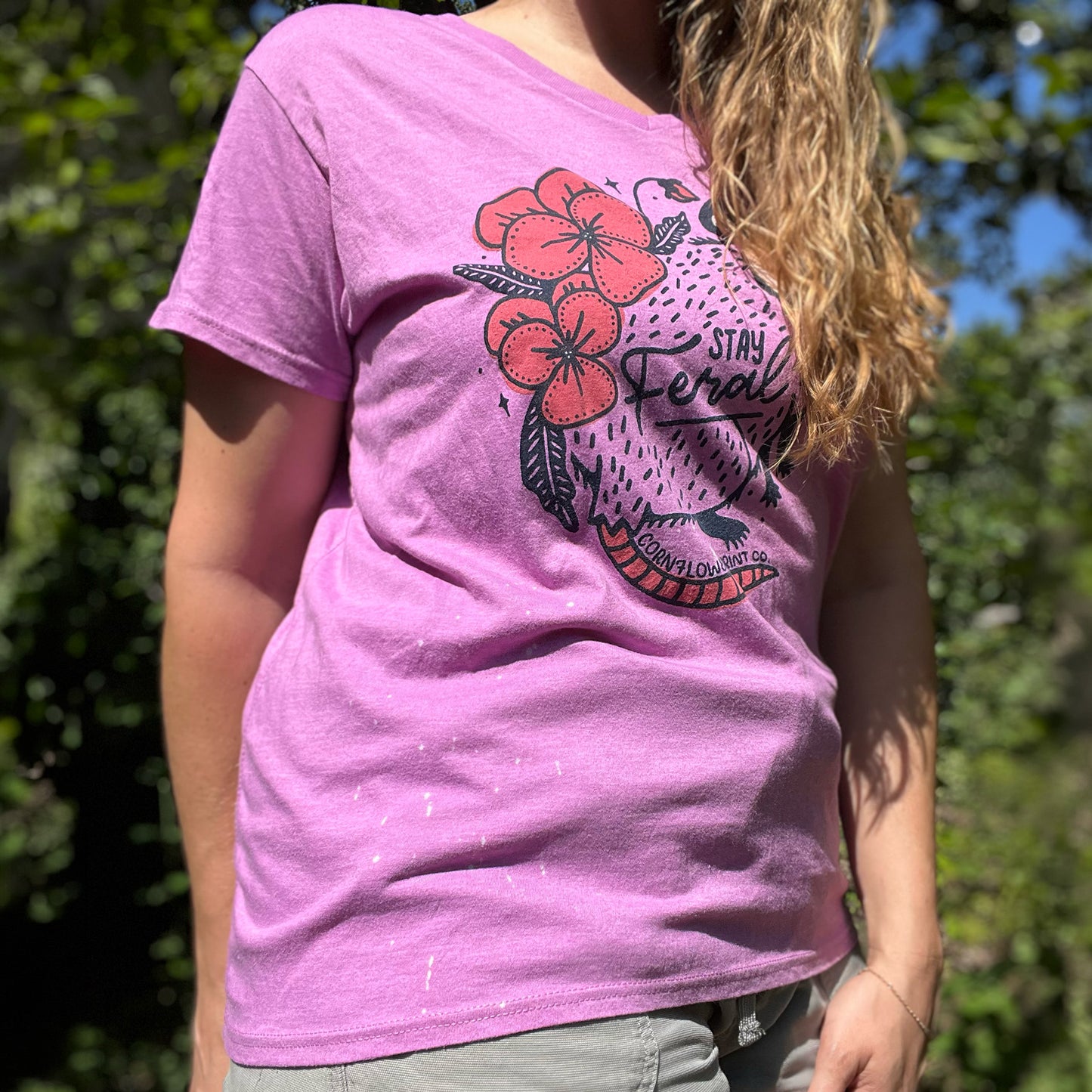 Stay Feral | Opossum | Light Purple Tee | XL