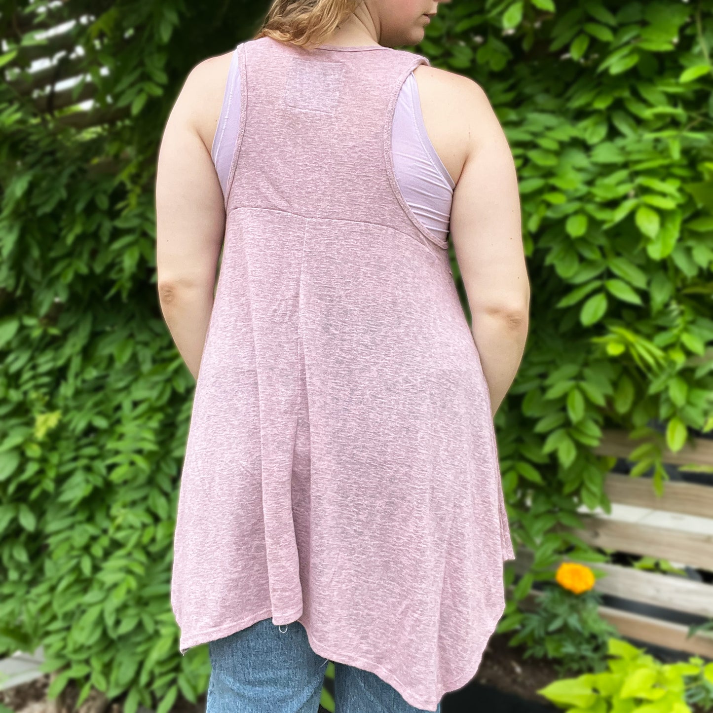 One Day at a Time | July Birth Flower | Dusty Pink Flowy Tank Top | XL