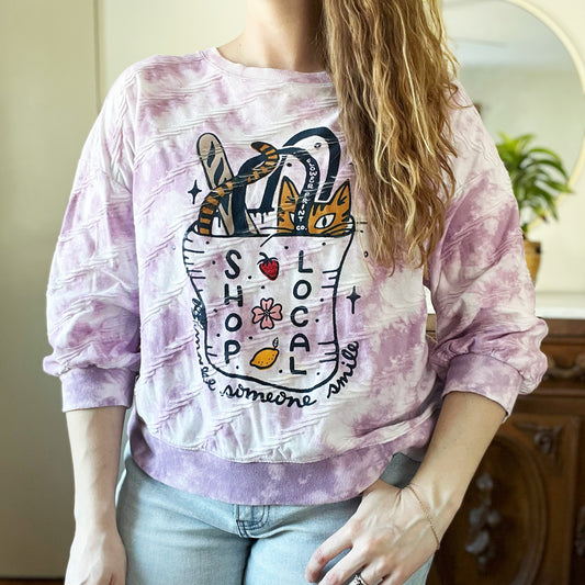 Shop Local | Purple Tiedye 3/4 Sleeve Shirt | XL