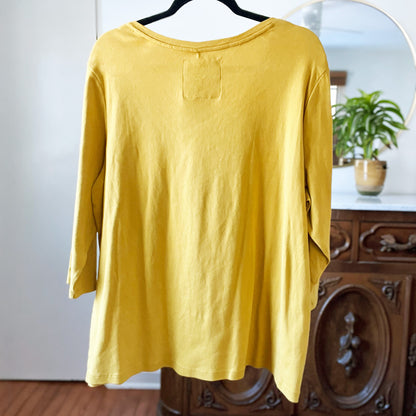 Shop Local | Mustard Yellow 3/4 Sleeve Shirt | 2X