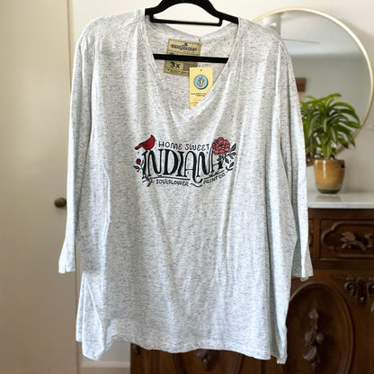 Home Sweet Indiana | Light Blue Heather 3/4 Sleeve | 3X