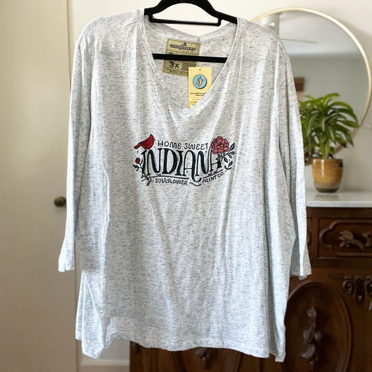 Home Sweet Indiana | Light Blue Heather 3/4 Sleeve | 3X