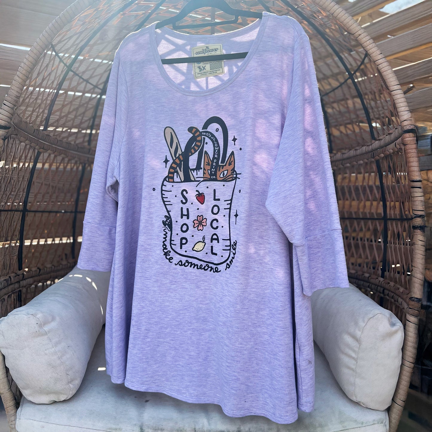 Shop Local | Purple 3/4 Long Sleeve Shirt | 3X