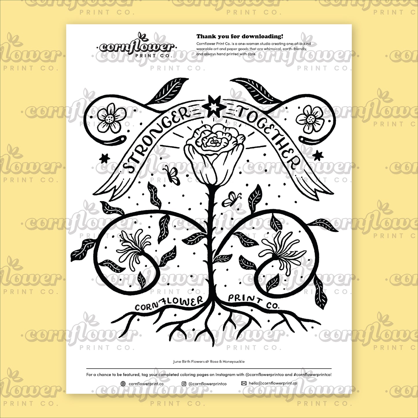 Free Birth Flower Coloring Page Download (June - Oct)