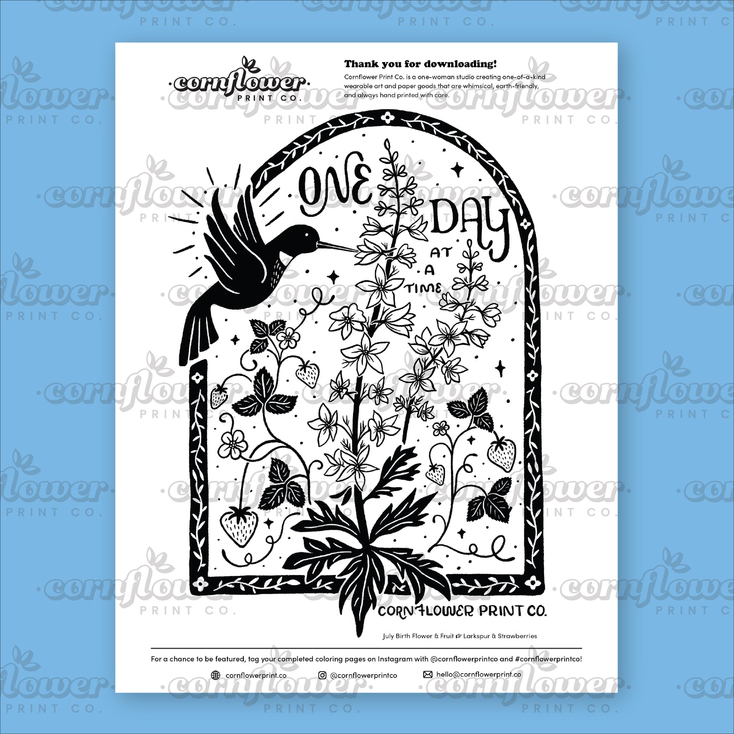 Free Birth Flower Coloring Page Download (June - Oct)