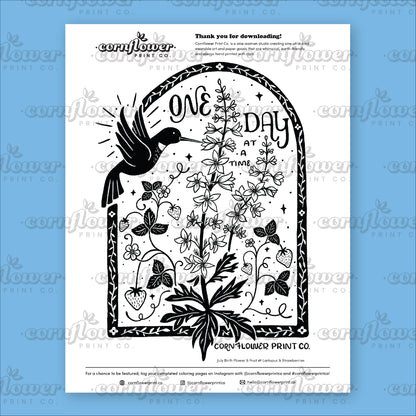 Free Birth Flower Coloring Page Download (June - Oct)