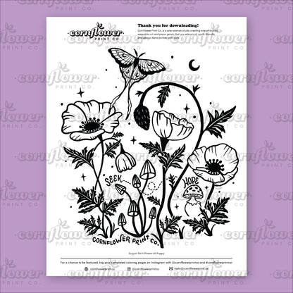 Free Birth Flower Coloring Page Download (June - Oct)