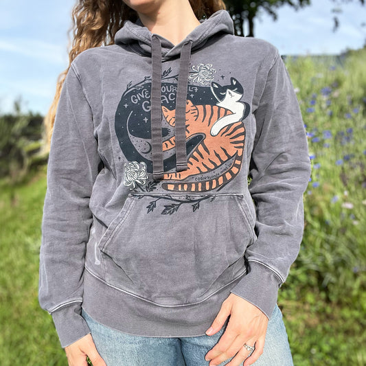 November Birth Flower | Chrysanthemum | Dark Gray Hoodie | Large