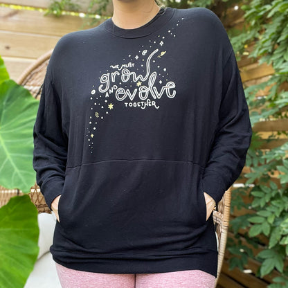 Grow & Evolve | Black Long Sleeve with Front Pocket | Small