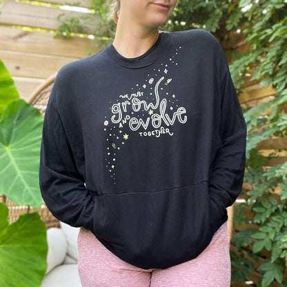 Grow & Evolve | Black Long Sleeve with Front Pocket | Small