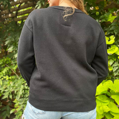 Hope Lives Here | Snow Drops | January Birth Flower | Black Sweater | Medium