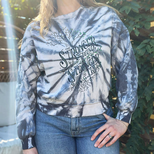 Strong Tree | Gray / Blue / White Tiedye Sweatshirt | Small