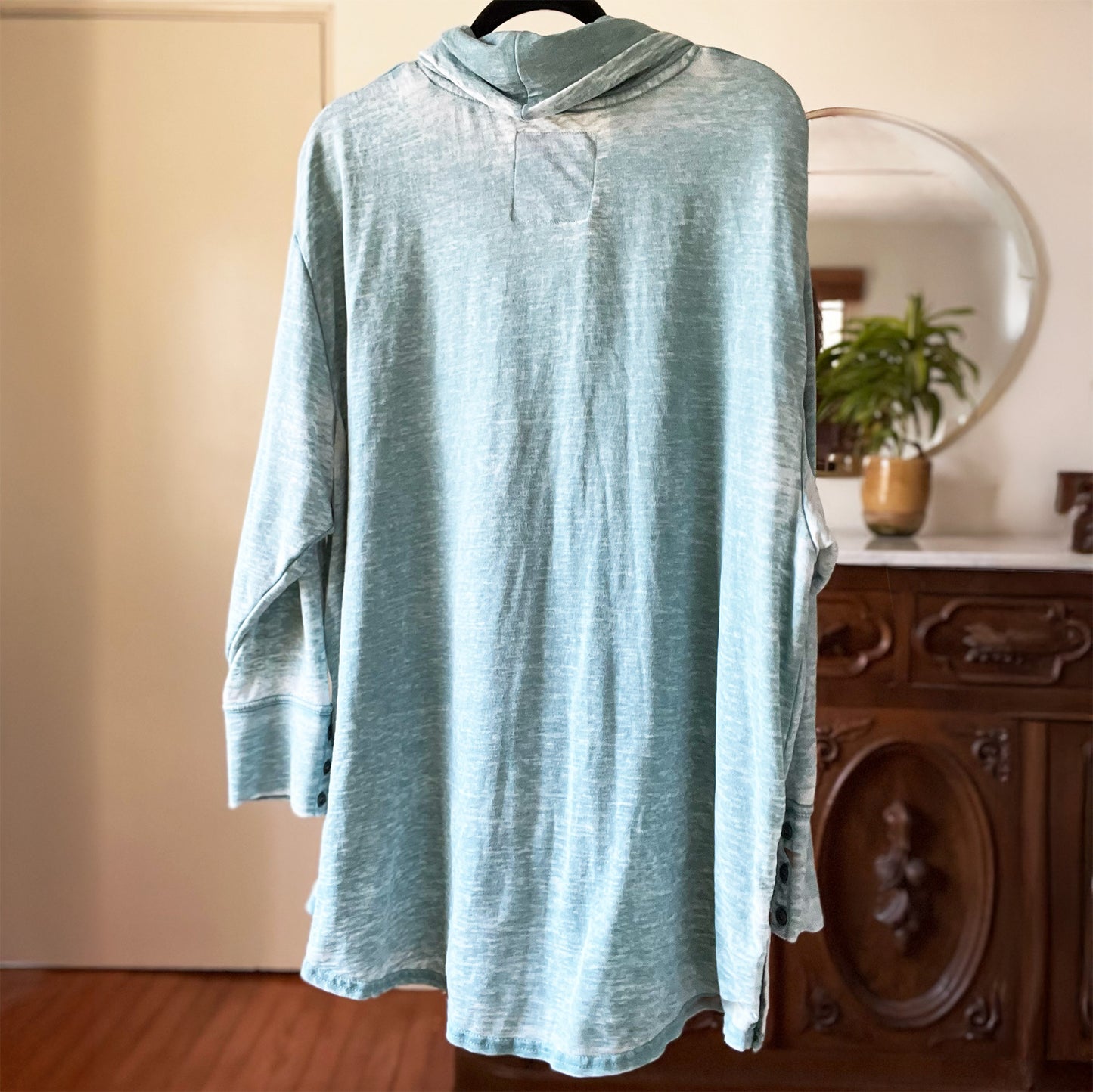 Stay Feral | Opossum | Blue Long Sleeve Cowl Neck Shirt | 3X