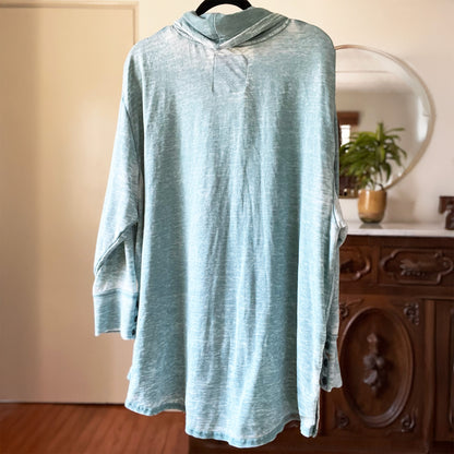 Stay Feral | Opossum | Blue Long Sleeve Cowl Neck Shirt | 3X