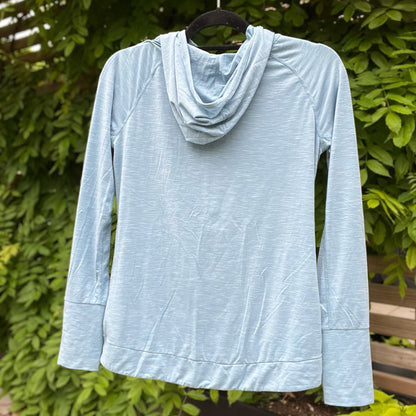 One Day at a Time | July Birth Flower | Blue Lightweight Athletic Hoodie with Thumbholes and Pockets | Small