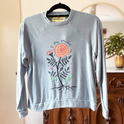 October Birth Flower | Marigold | Blue Long Sleeve | Small