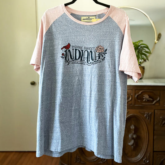 Home Sweet Indiana | Pink / Blue Baseball Tee | 3X