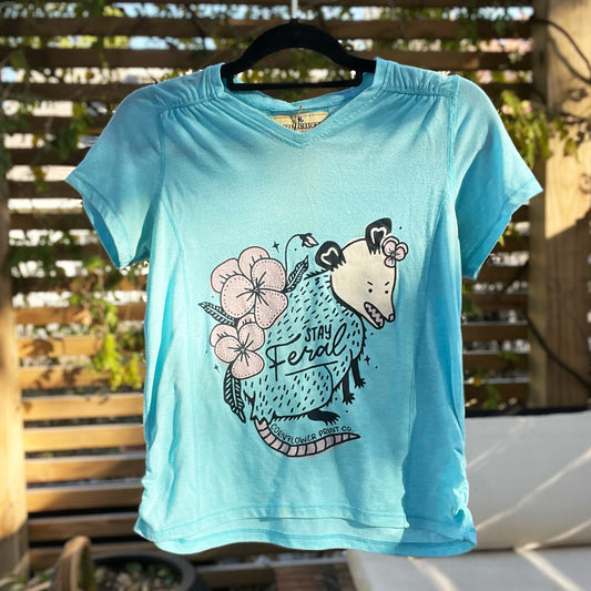 Stay Feral | Opossum | Blue Tee | XS