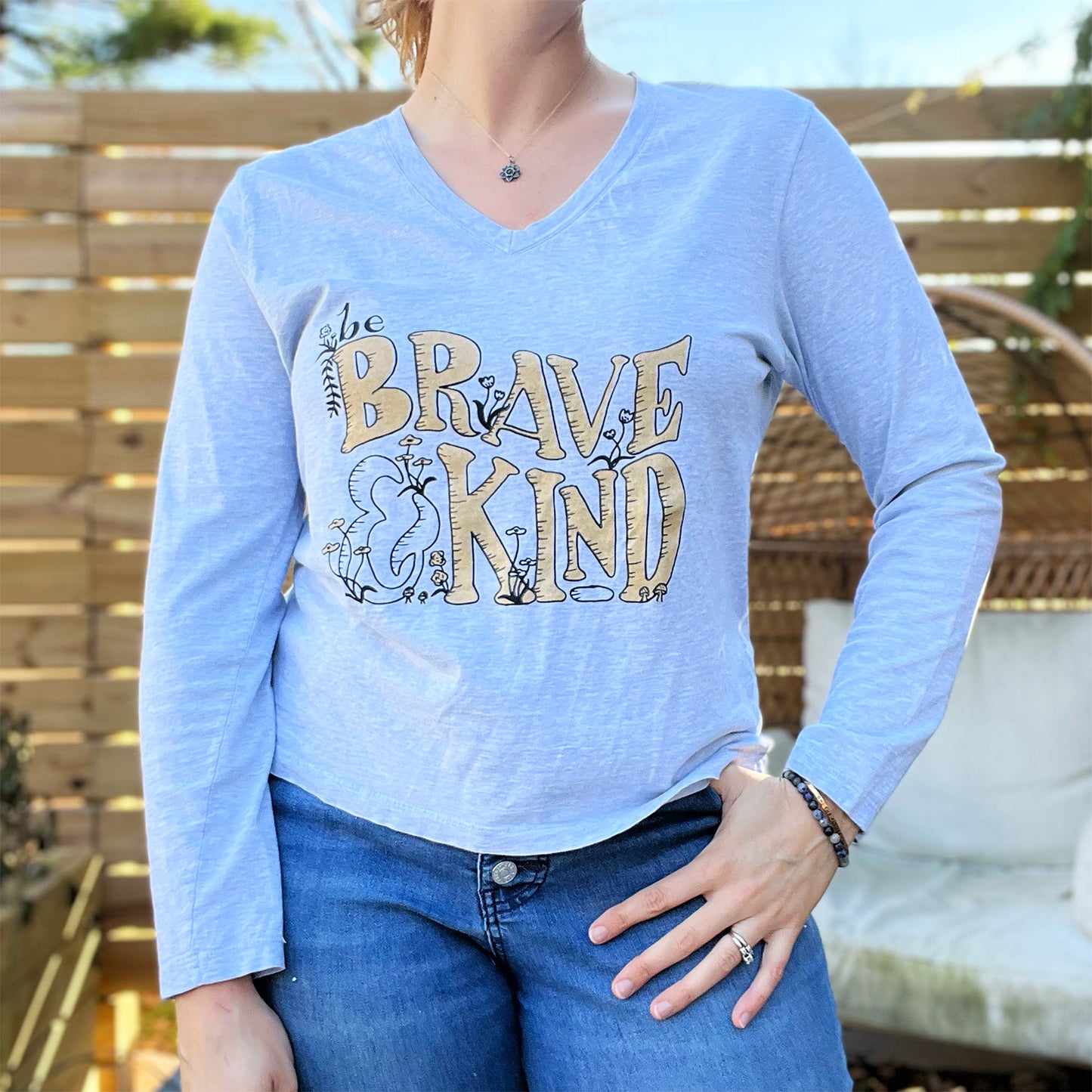 Brave & Kind | Blue Long Sleeve | Large
