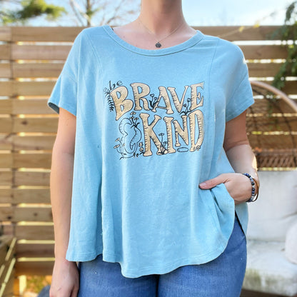 Brave & Kind | Teal Flowy Tee | Large