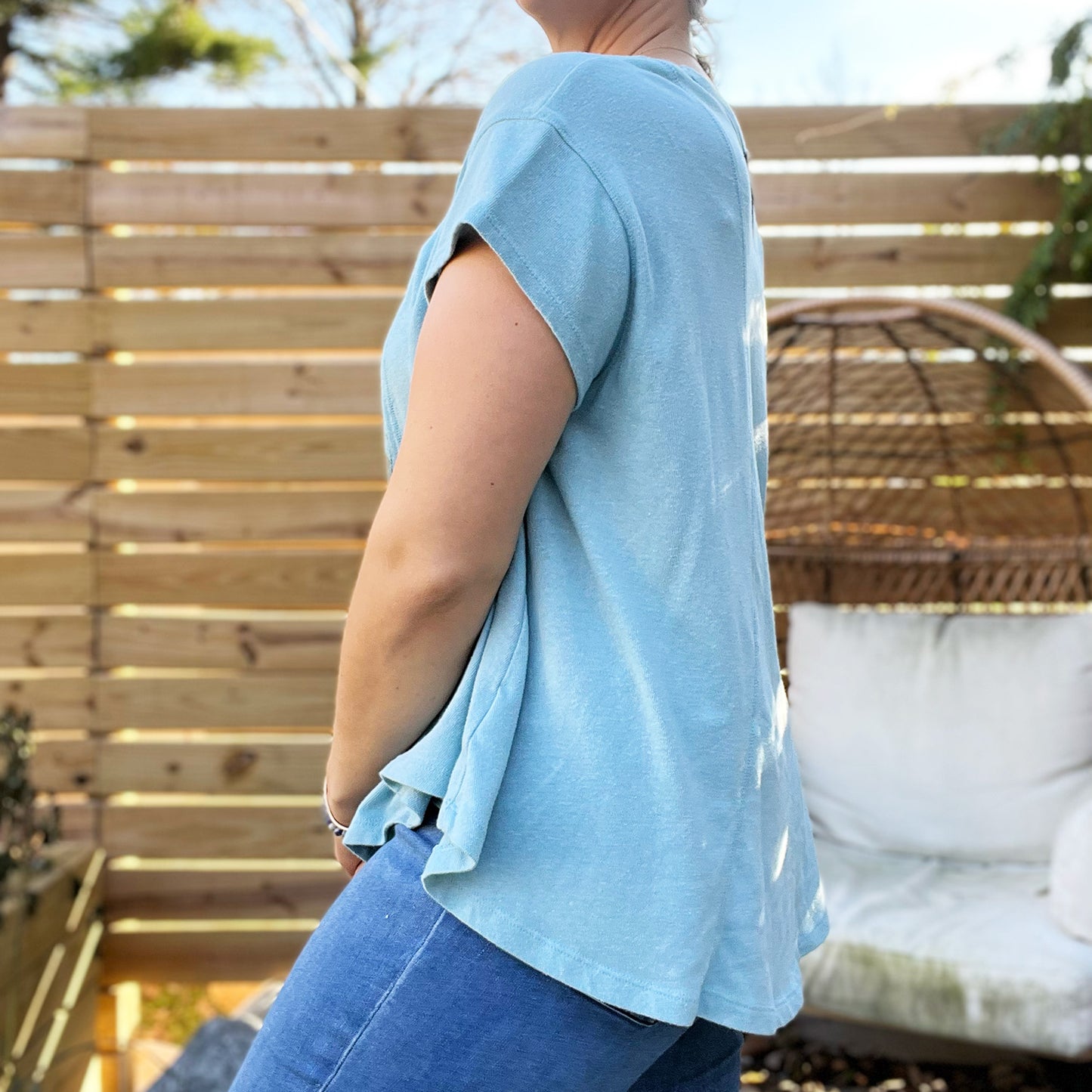 Brave & Kind | Teal Flowy Tee | Large