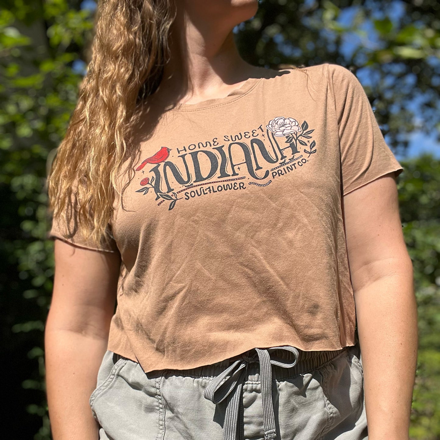 Home Sweet Indiana | Brown Crop Top | Large