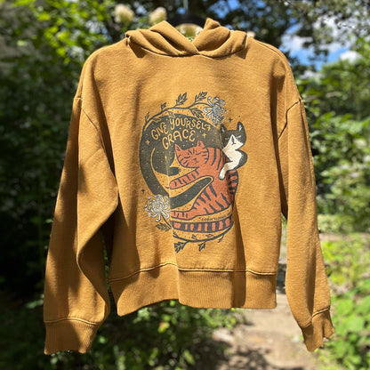 November Birth Flower | Chrysanthemum | Brown Hoodie Sweatshirt | XS