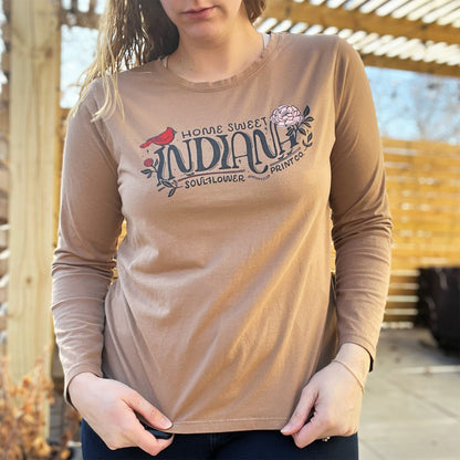 Home Sweet Indiana | Brown Long Sleeve | Large