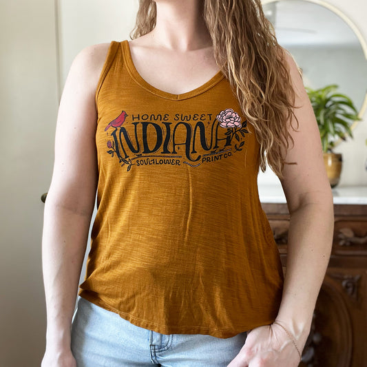 Home Sweet Indiana | Brown Tank Top | Small